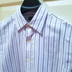 Michael Kors Striped Shirt LARGE L White Blue